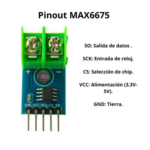 Pinout Módulo MAX6675 para termopar tipo K